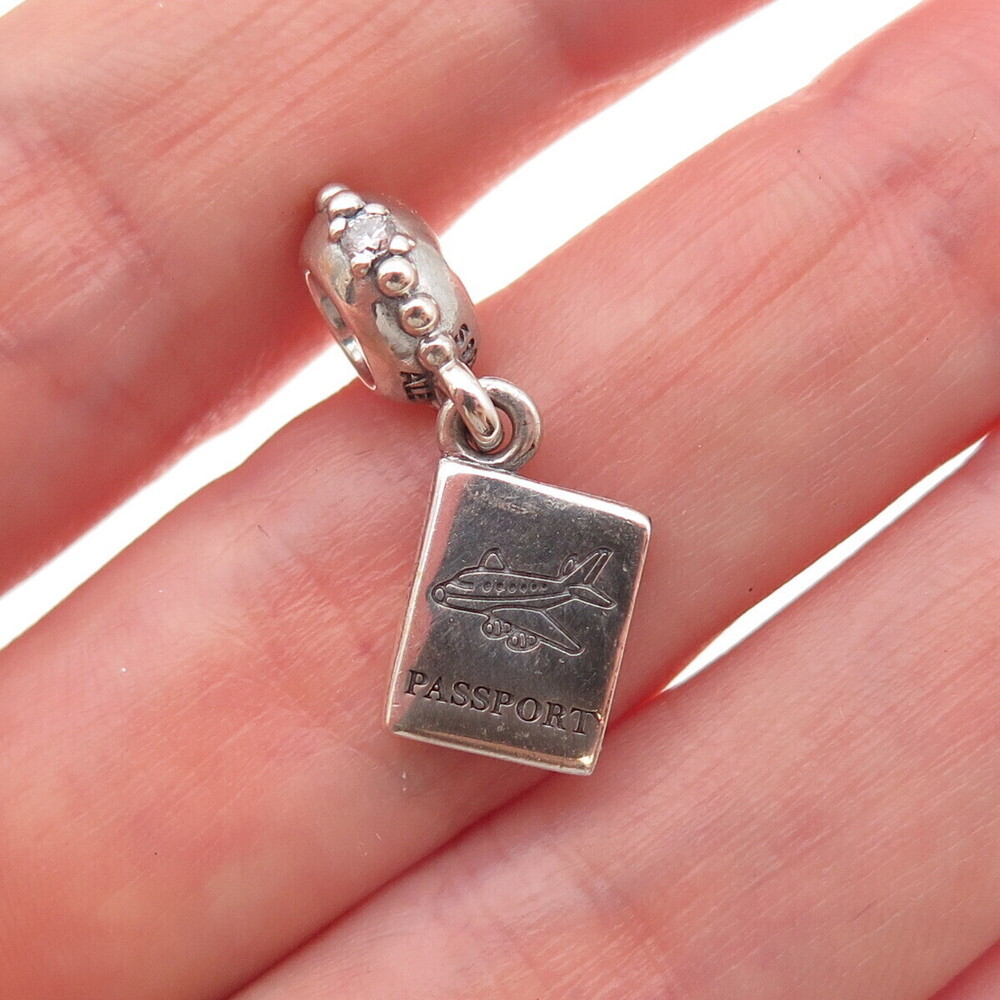 Pandora 925 Sterling Silver C Z Passport Adventure Awaits Dangle Charm